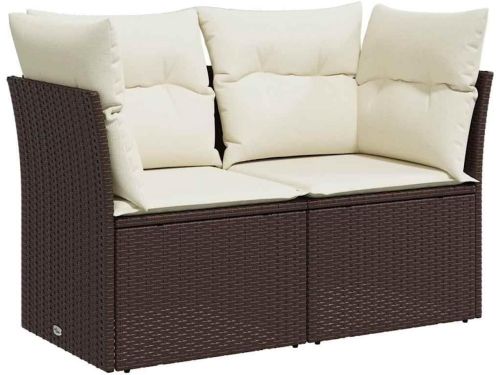 Tuinbank 2-zits met kussens Poly Rattan Bruin - Loungebank Buitenmeubilair