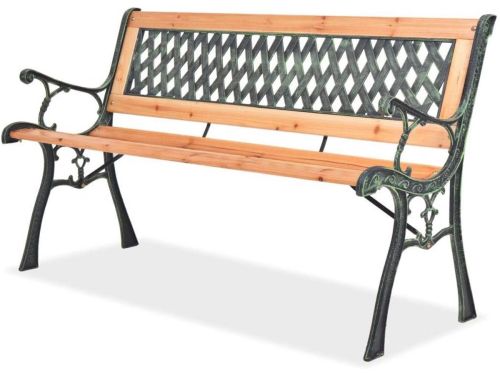 Tuinbank Hout en Ijzer met Ruitpatroon Rugleuning - Klassiek Parkbank
