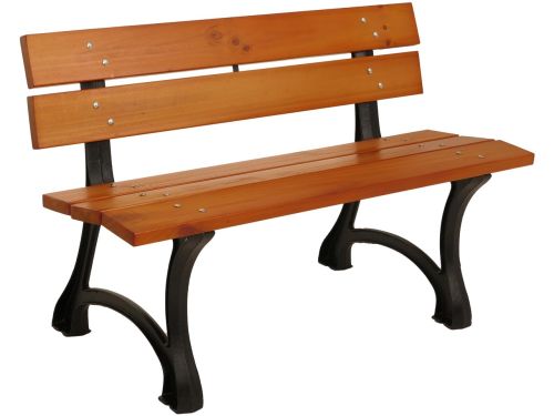 Tuinbank MCW-O20, parkbank houten bank 2-zits, gietijzer hout grenen