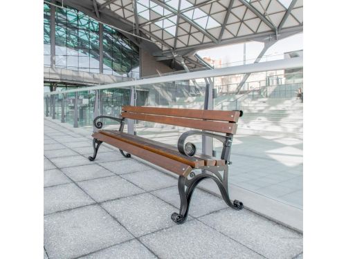 Tuinbank met armleuning - Parkbank metaal hout - Buiten zitten