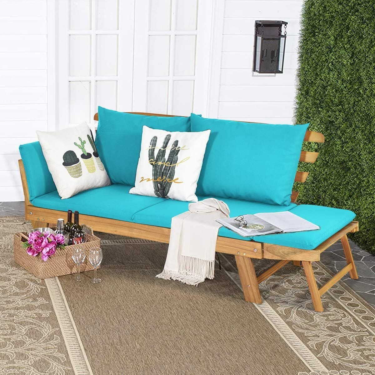 tuinbank met ligfunctie 198 x 75 x 75 cm acaciahouten