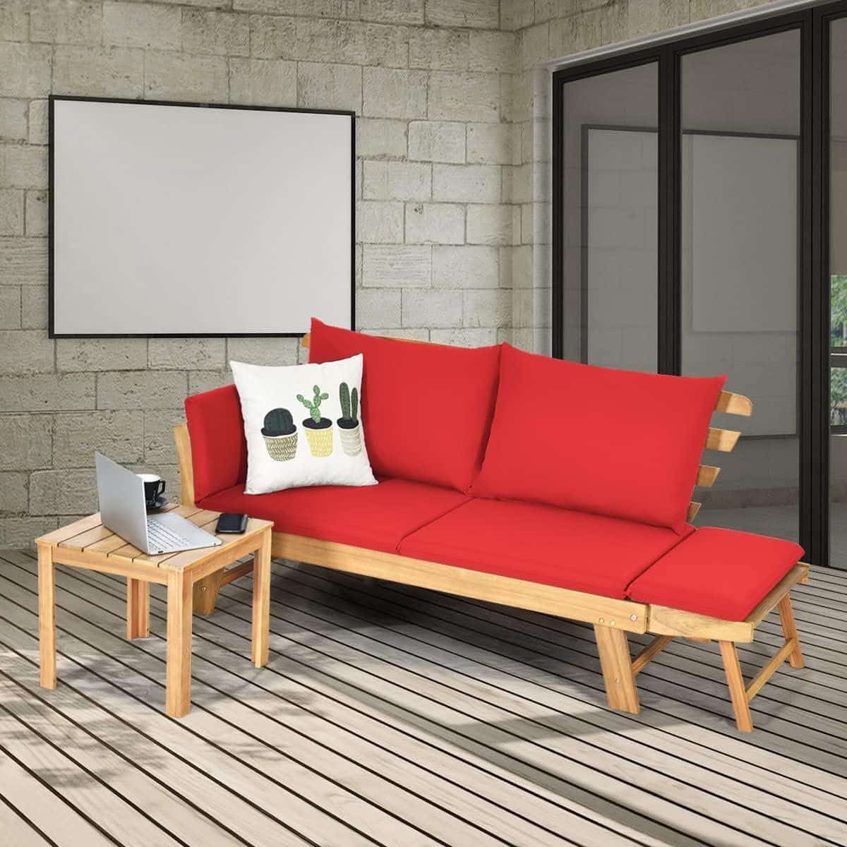 tuinbank met ligfunctie 198 x 75 x 75 cm acaciahouten