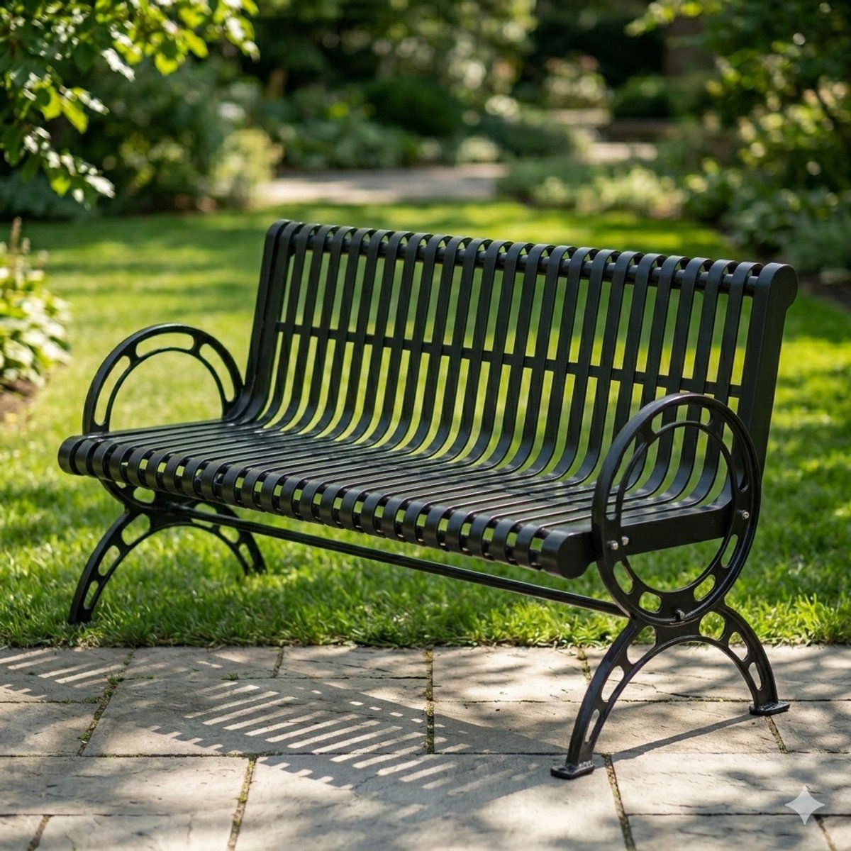 tuinbank met rugleuning en armleuningen weerbestendige metalen buitenbank voor