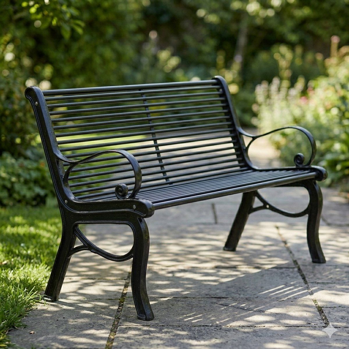 tuinbank met rugleuning en armleuningen weerbestendige metalen buitenbank voor