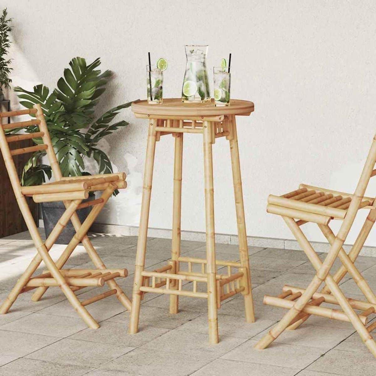 tuinbar bamboe bartafel rond buiten zitten geïntegreerde