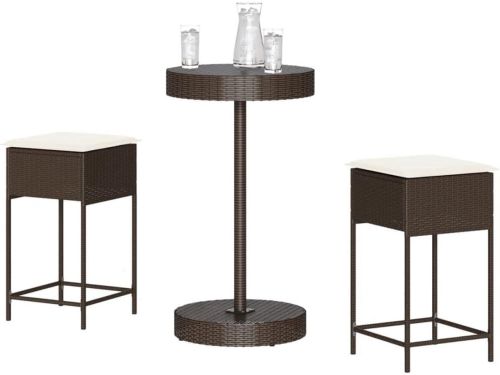Tuinbarset 3-delig - Balkonset Polyrotan - Buiten Zitten - Met