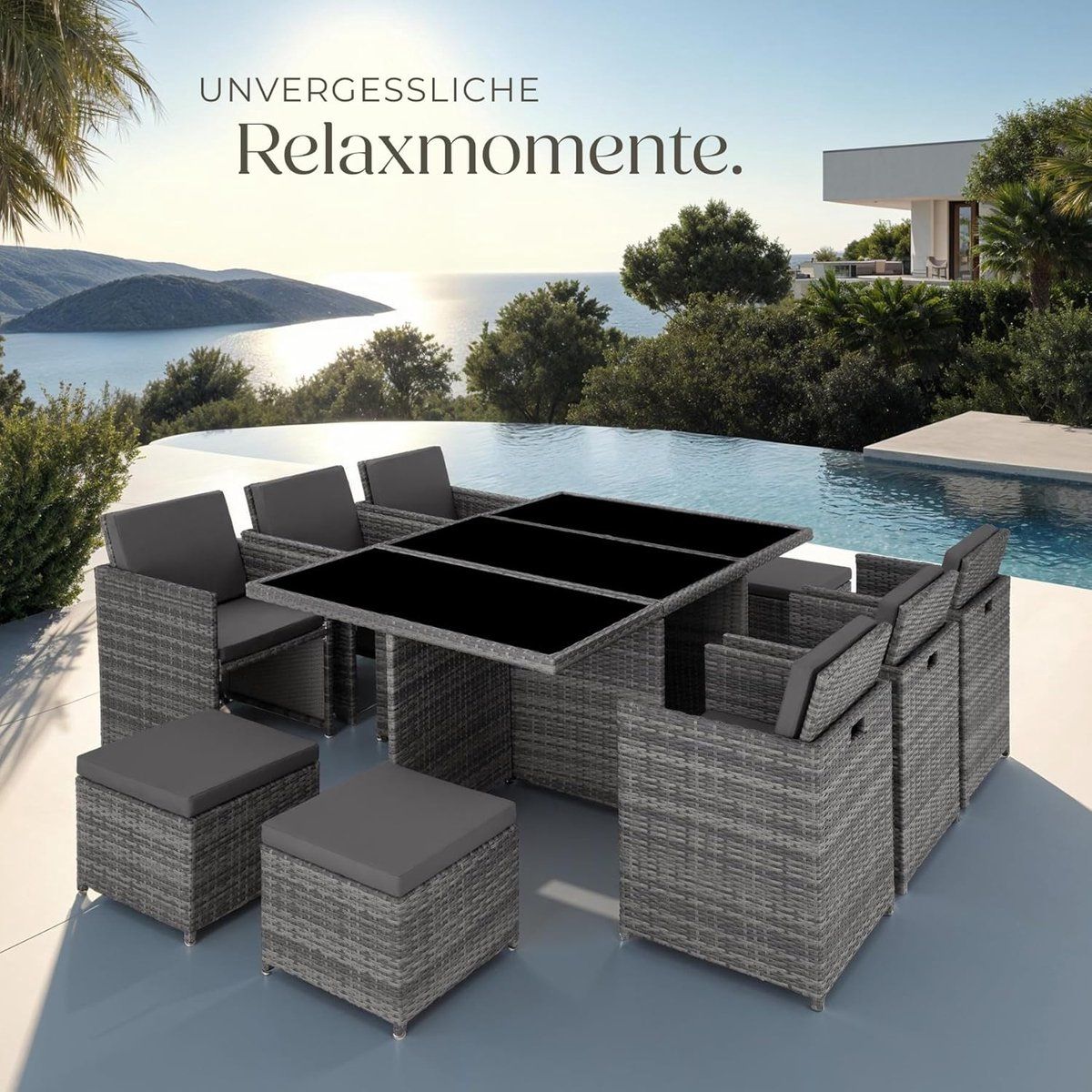 tuinlounge set 10 delig 268x230x82 cm polyrotan luxe hoek loungeset