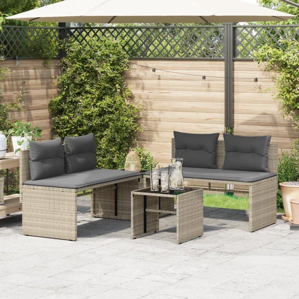 tuinloungeset 4 delig balkonset terrasmeubelen buiten ontspannen uv bestendig