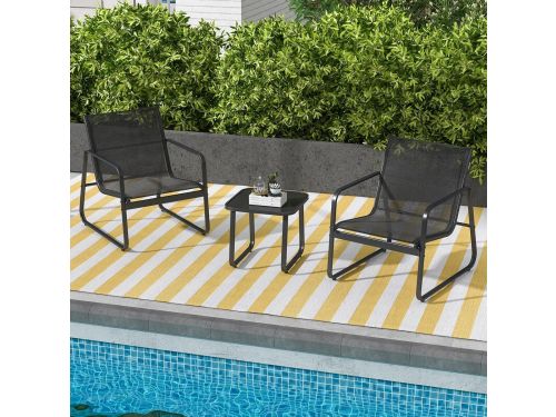Tuinmeubelset 3-delig - Balkonset met - Zwart - Balkonset 2