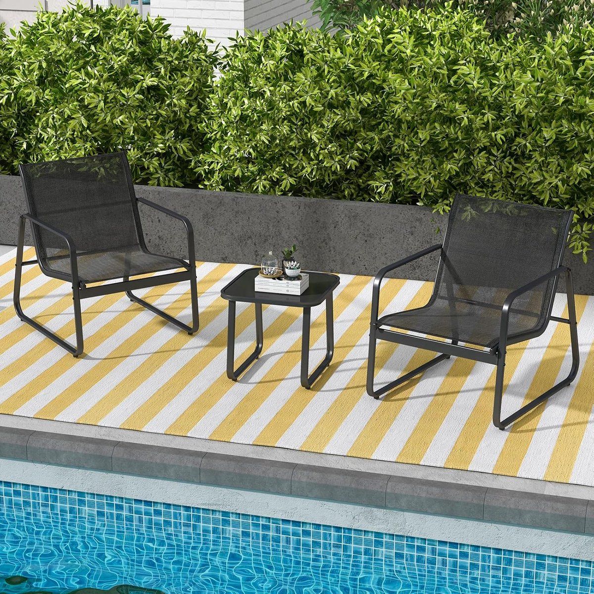 tuinmeubelset 3 delig balkonset met zwart balkonset 2