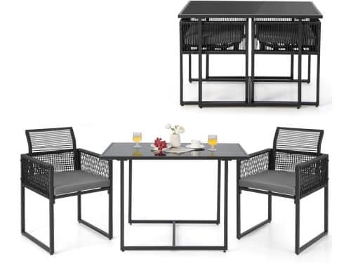 Tuinmeubelset 3-delig - Balkonset Rotan - Buiten Zitten - Inklapbare