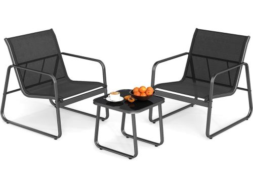 Tuinmeubelset 3-delig - Bistroset met 2 Tuinstoelen en Bijzettafel voor