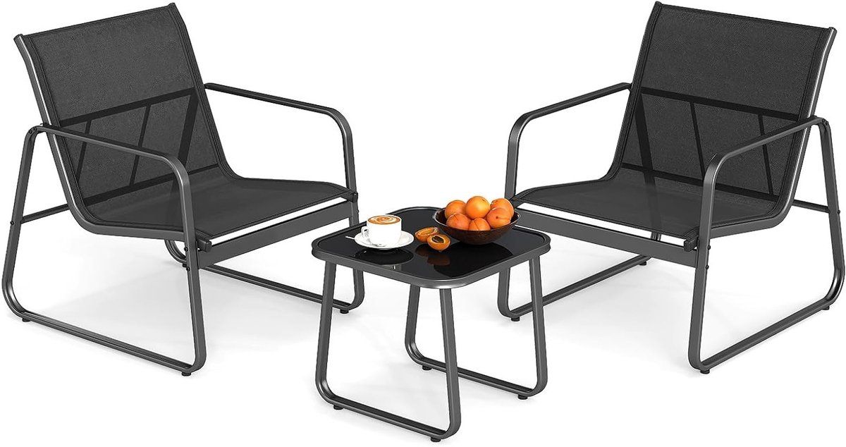 tuinmeubelset 3 delig bistroset met 2 tuinstoelen en bijzettafel voor