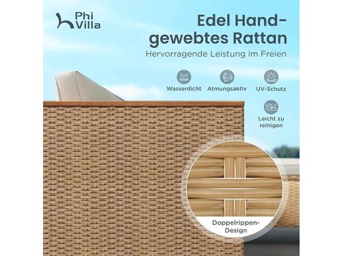 Tuinmeubelset 3-delig Rotan Loungeset met Chaise Longue, 2
