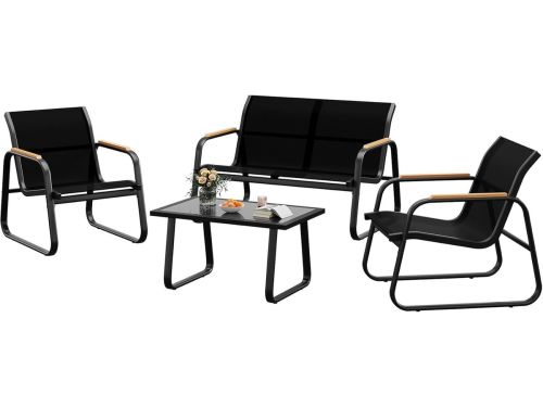 Tuinmeubelset 4-delig - Balkonset - Textileen - Stalen Frame