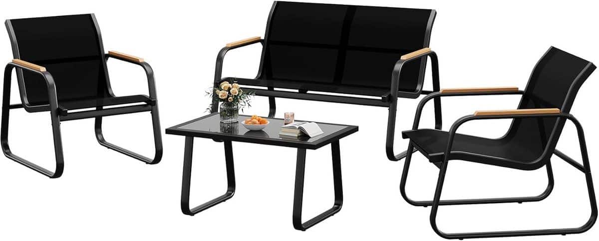 tuinmeubelset 4 delig balkonset textileen stalen frame