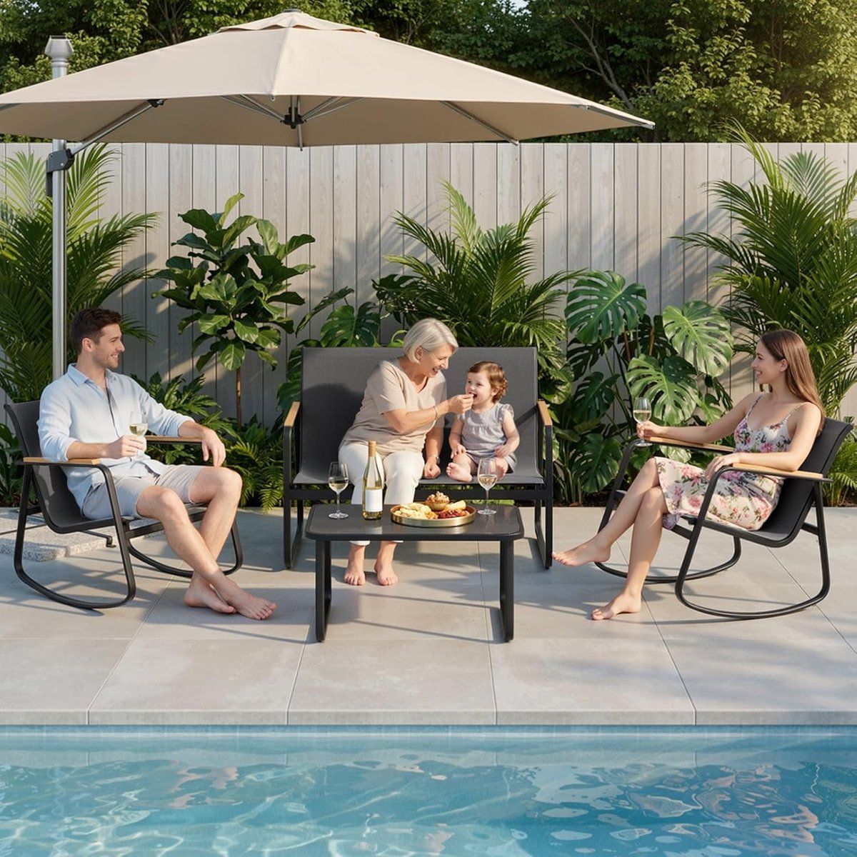 tuinmeubelset 4 delig met bank en stoelen (108×74 cm)