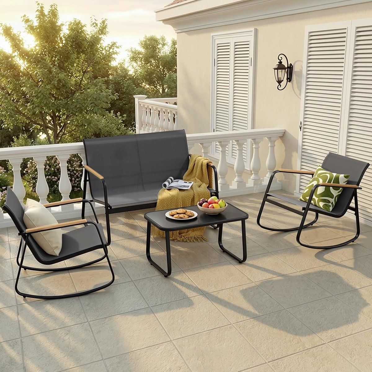 tuinmeubelset 4 delig met bank en stoelen (108×74 cm)