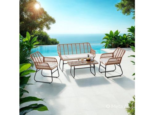 Tuinmeubelset rotan 4 personen 68 x 119 x 79 cm