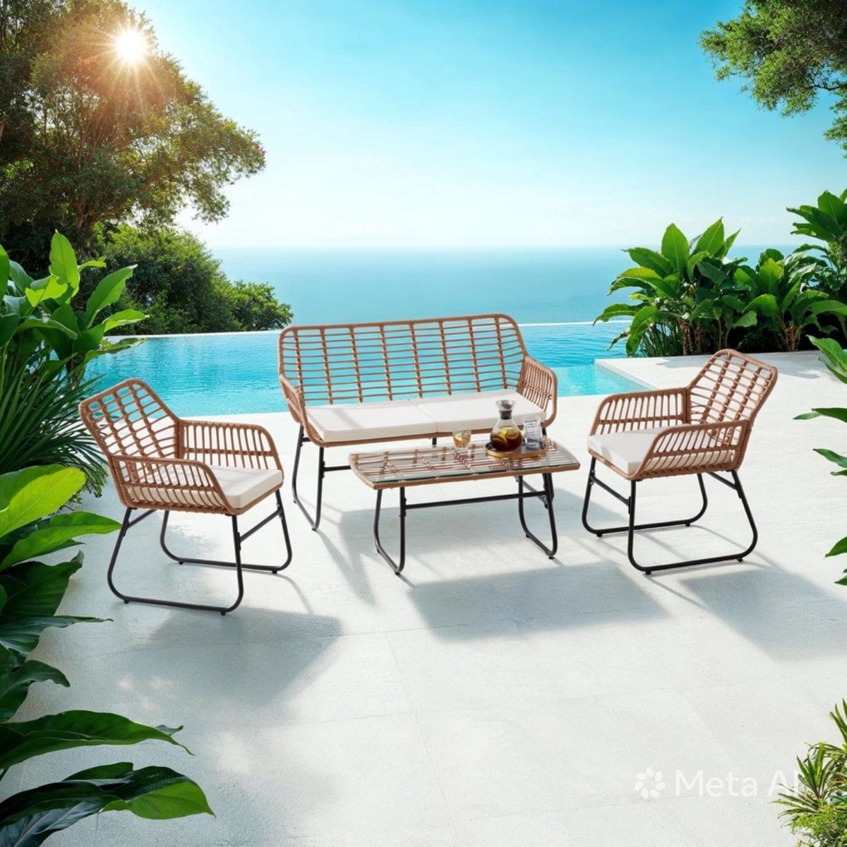 tuinmeubelset rotan 4 personen 68 x 119 x 79 cm