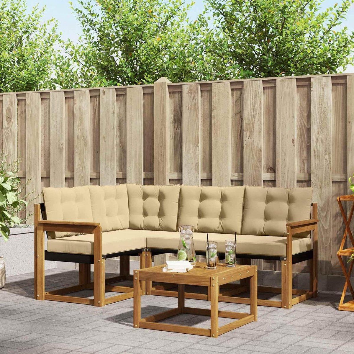 tuinmeuberset 5 delig balkonset terrasmeubels buiten ontspannen massief
