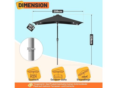 Tuinparasol Rechthoekig 300 x 200 cm - Bellavero Outdoor Parasol
