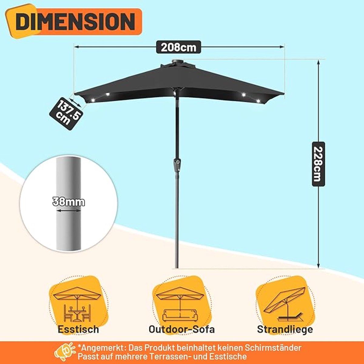 tuinparasol rechthoekig 300 x 200 cm bellavero outdoor parasol