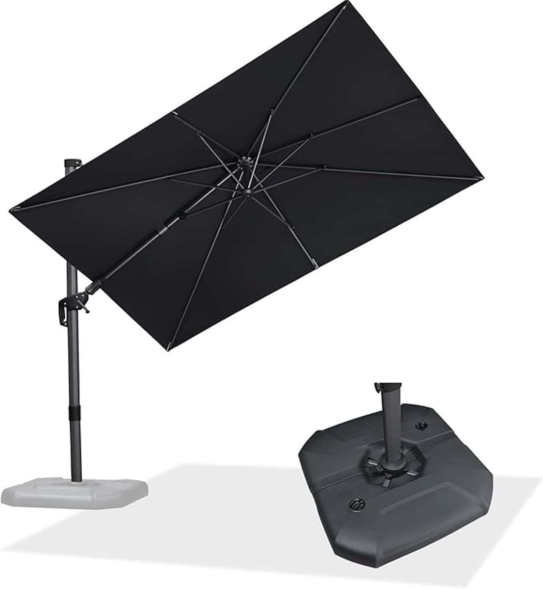 tuinparasol rechthoekig 300×200 cm 360° draaibaar met voetpedaal en zwengel