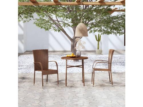 Tuinset 3-delig - Buitenmeubilair - Buiten eten - Stapelbare stoelen