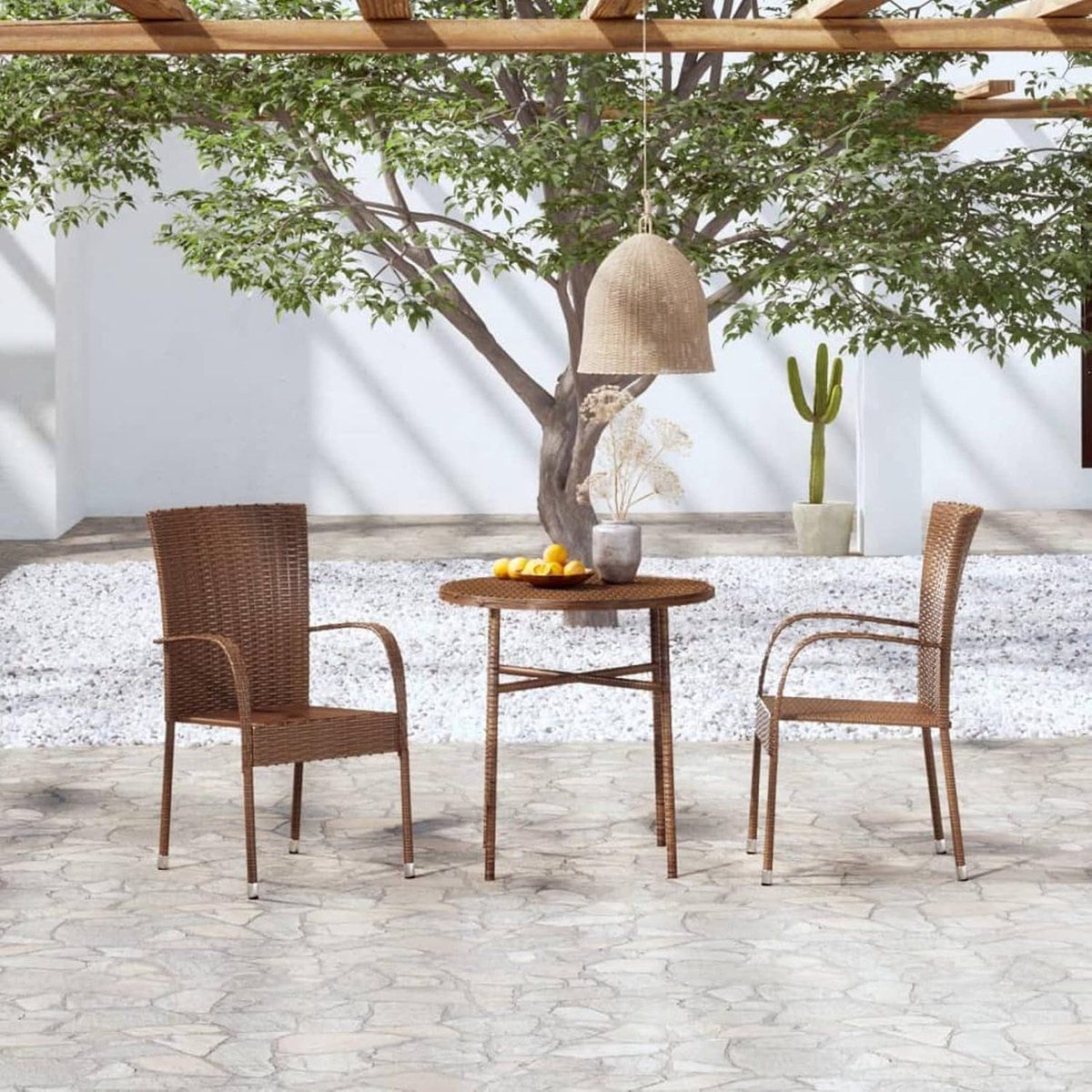 tuinset 3 delig buitenmeubilair buiten eten stapelbare stoelen
