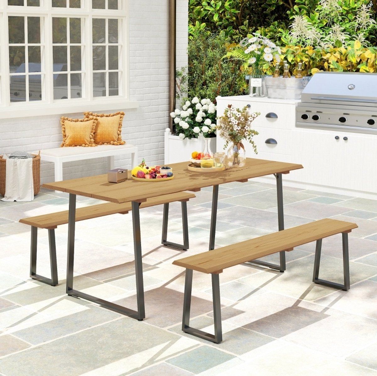 tuinset picknicktafel met 2 banken voor 6 personen