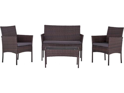 Tuinset Polyrotan Loungeset 4-delig met 2x Bank, Stoelen en Tafel