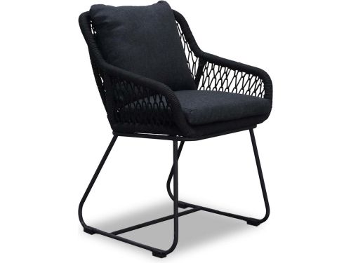 Tuinstoel Portofino dining zwart touw
