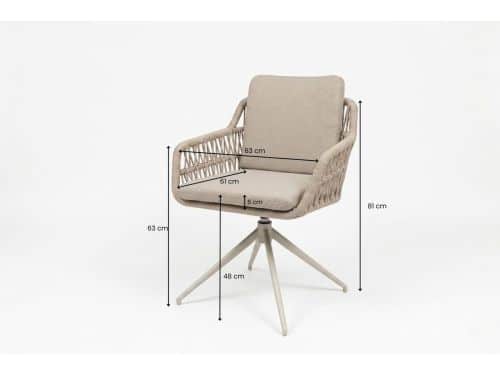 Tuinstoel Sevilla Draaibaar Warm Wit Relax Dining Kruispoot - 8280W