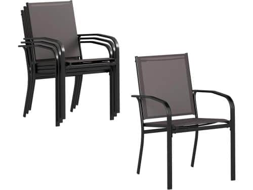 Tuinstoelen Stapelbaar - Balkonstoelen Metalen Frame - Buiten Zitten