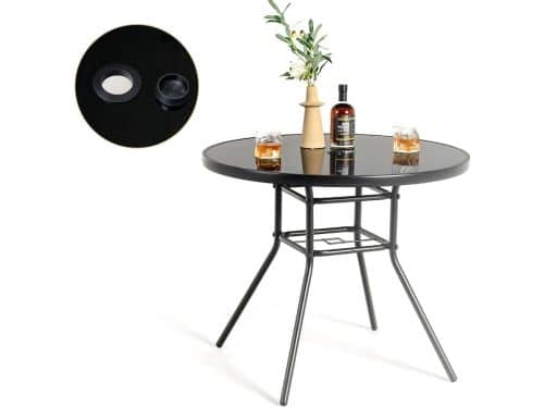 Tuintafel Rond - Balkontafel Bijzettafel - Buiten Eten - Parasolgat