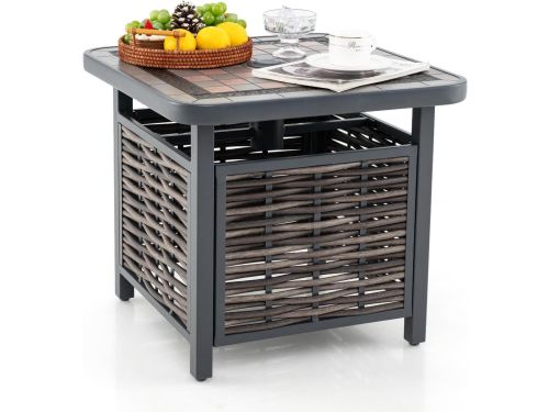 Tuintafel Rotan - Bijzettafel Terras - Buiten Ontspannen - Schaakbordpatroon