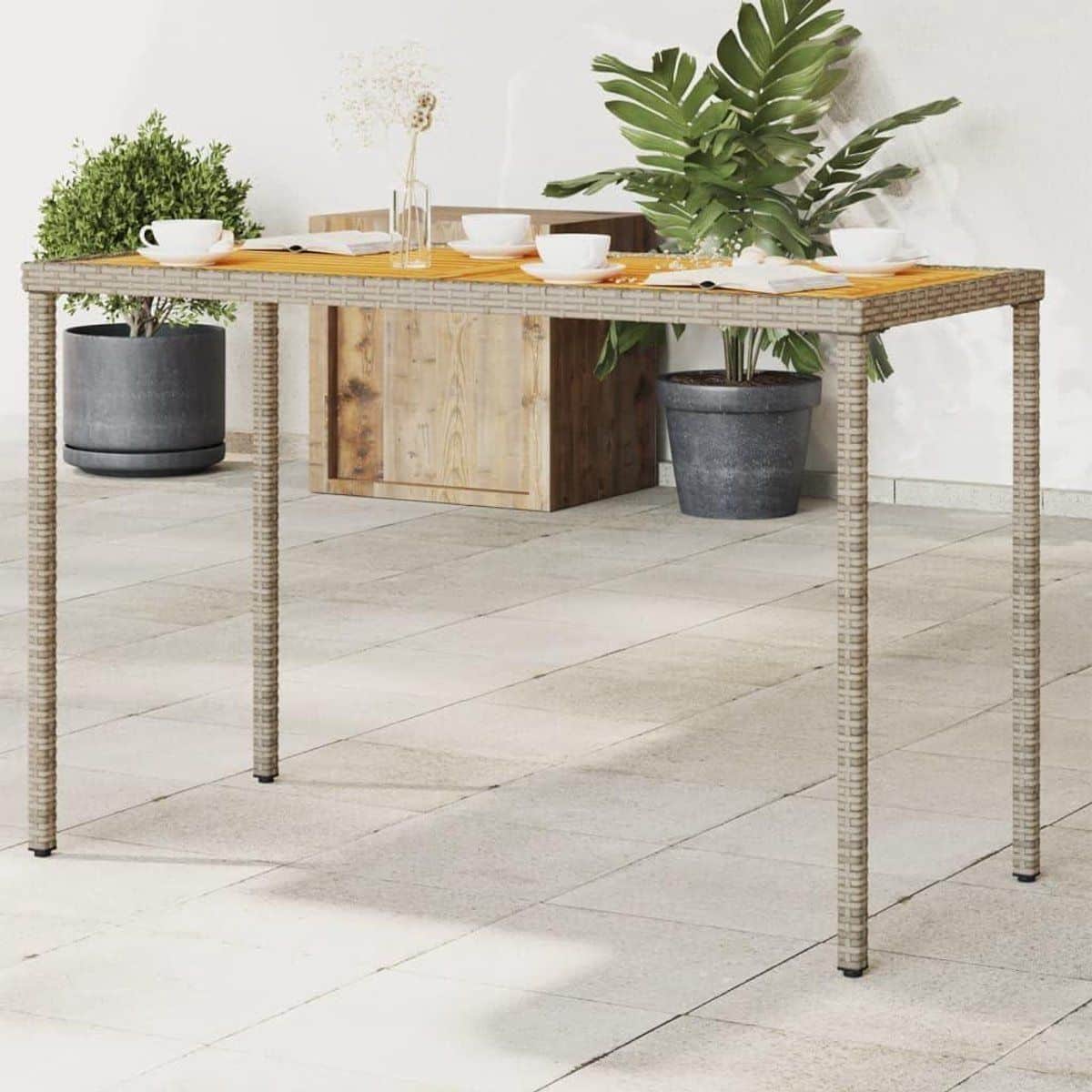 tuintafel rotan terrastafel bijzettafel buiten genieten acaciahouten