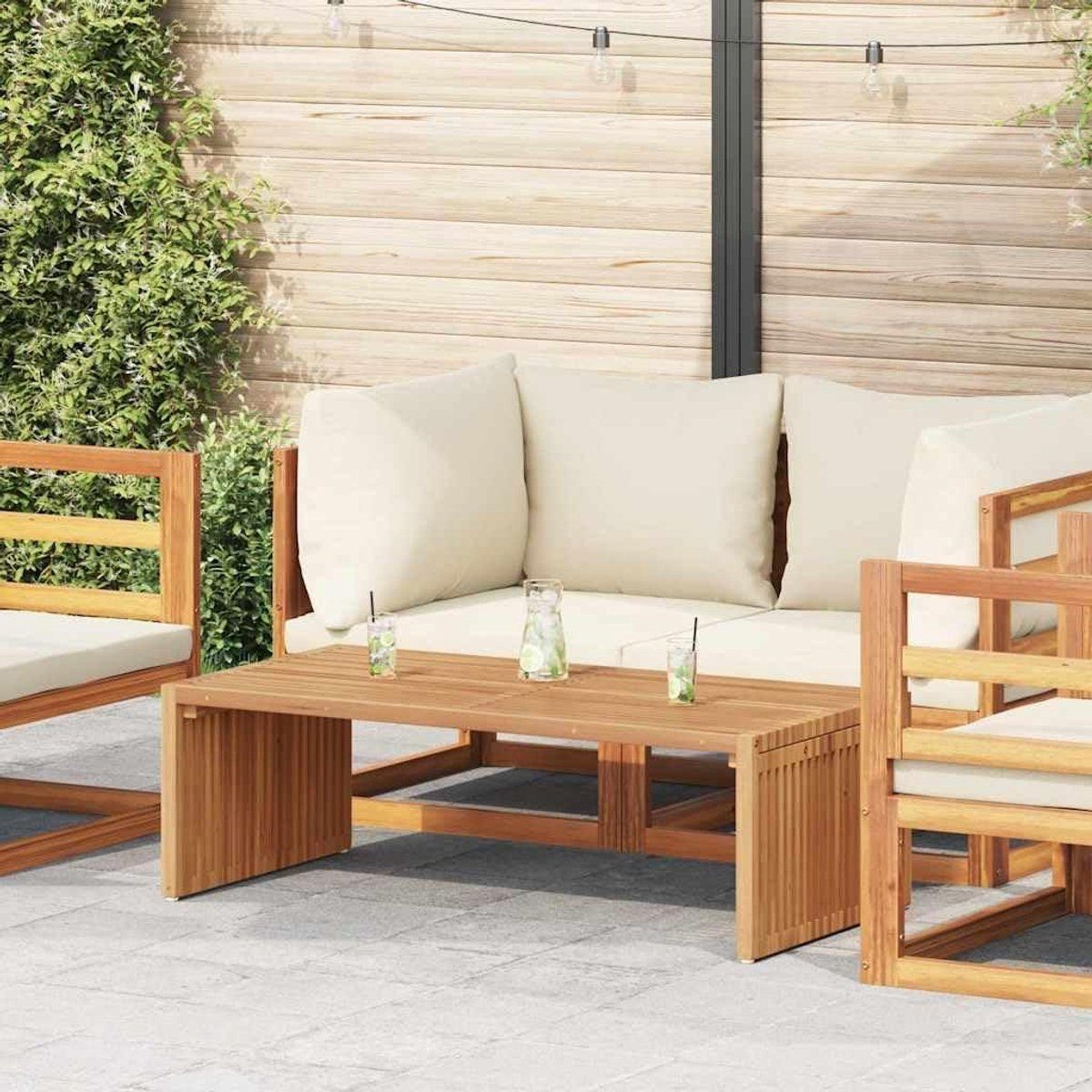 tuintafel teakhout bijzettafel buiten terras ontspanning massief