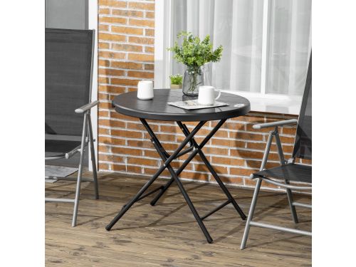 Tuintafel Voor 4 Personen - Opvouwbare Ronde Gartentafel In Houtlook