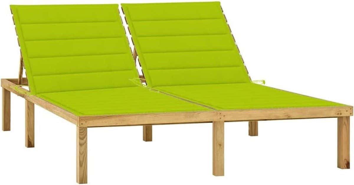 tweepersoons ligbed buiten met kussens duurzaam hout