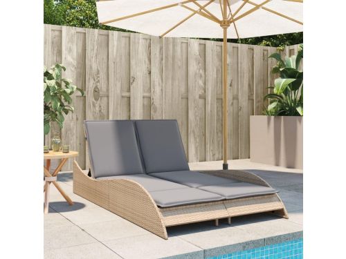 Tweepersoons Ligbed Tuin verstelbaar Polyrotan Beige