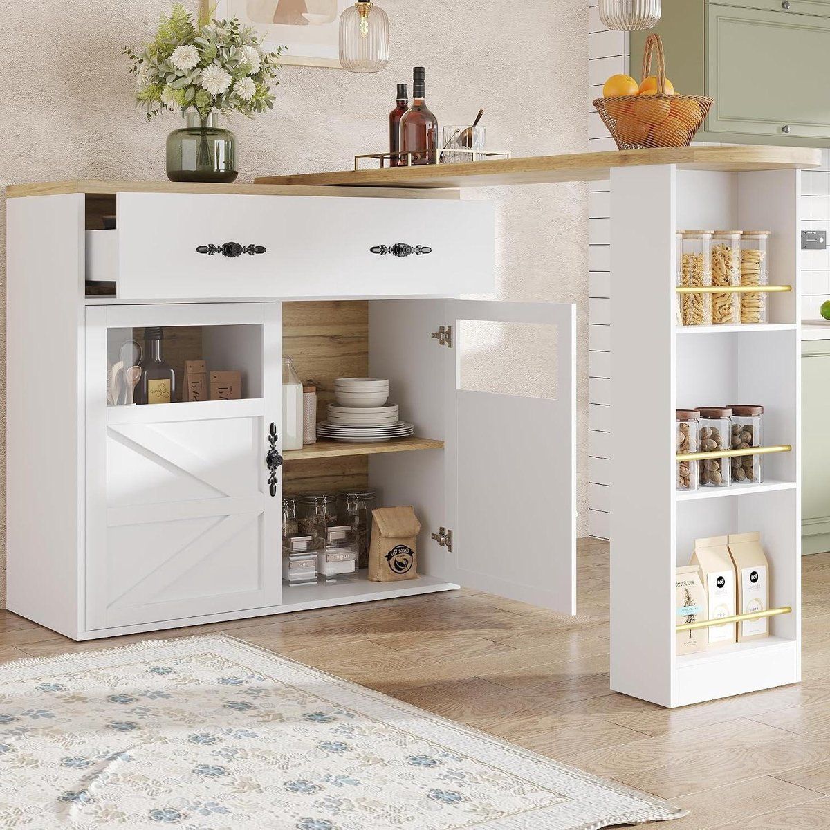 uitschuifbare bartafel keuken eiland multifunctioneel gebruik 360