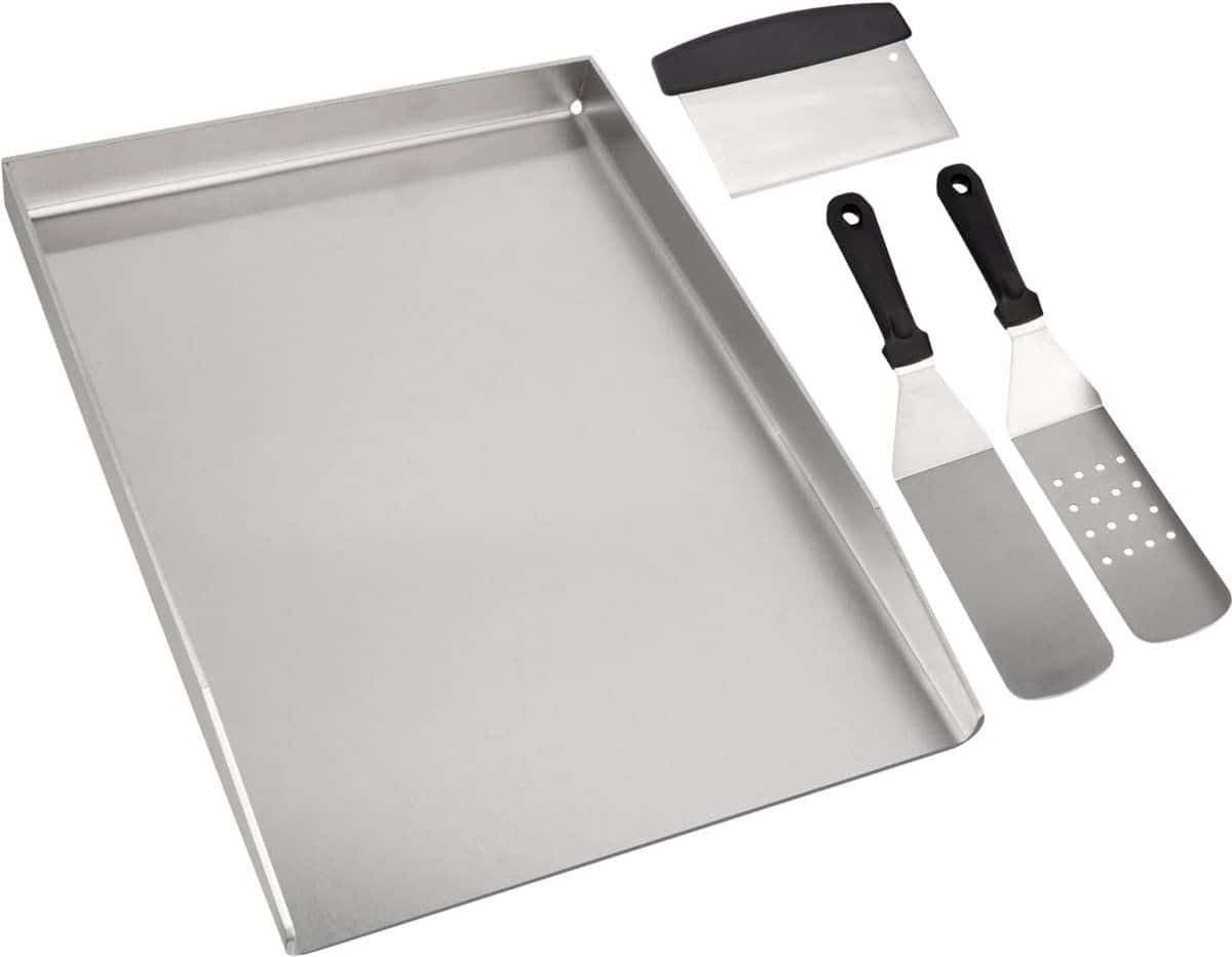 universele rvs bbq grillplaat met spatel en schraperset voor gasgrills