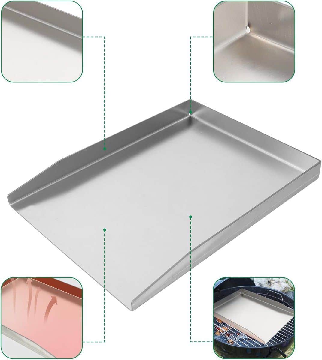 universele rvs bbq grillplaat met spatel en schraperset voor gasgrills