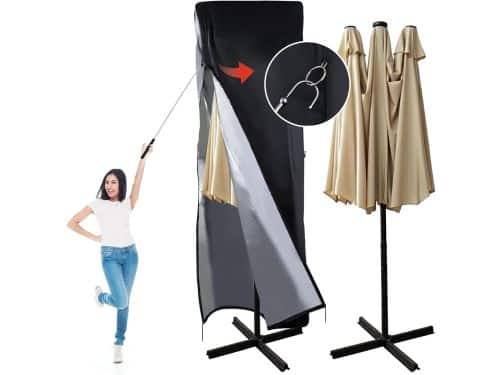 Unyqoos® Weerbestendige parasolhoes met ritssluiting voor grote tuinparasols