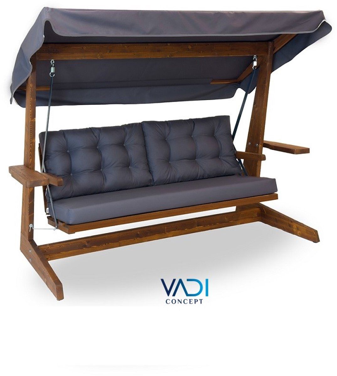 vadi concept viva 2400 antraciet luxe houten schommelbank