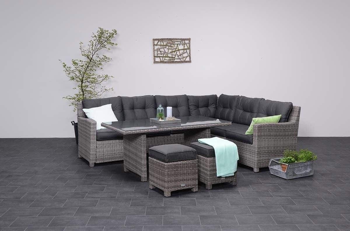 valencia dining hoek loungeset 5 delig rechts antraciet wicker