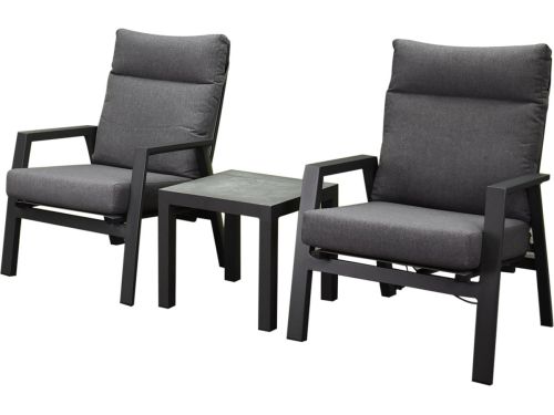 Vegas lounge balkonset 3 delig verstelbaar aluminium antraciet