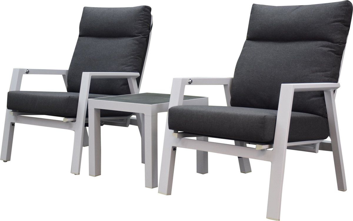 vegas lounge balkonset 3 delig verstelbaar aluminium wit